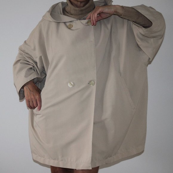 VTG 90s United Colors of Benetton Cream Barrel Spring Coat Size IT38 - Picture 1 of 9